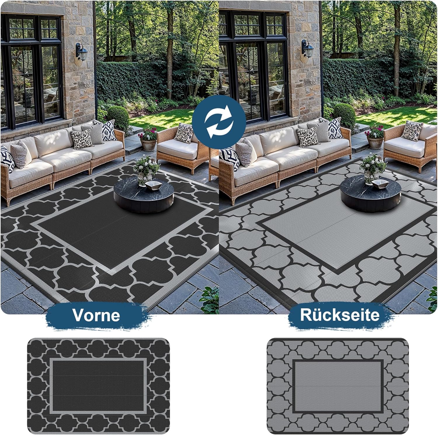 Thumbnail 1 de GENIMO Alfombra Exterior Reversible, Impermeable, 180x275 cm