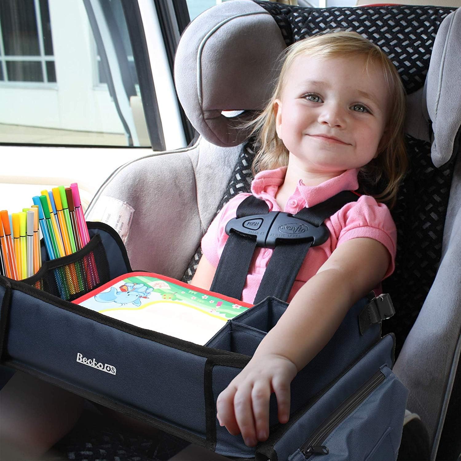Thumbnail 6 de Becko US Fondear Children’s Travel Tray: Portable Car Seat Tray for Snacks, Games and Drawings