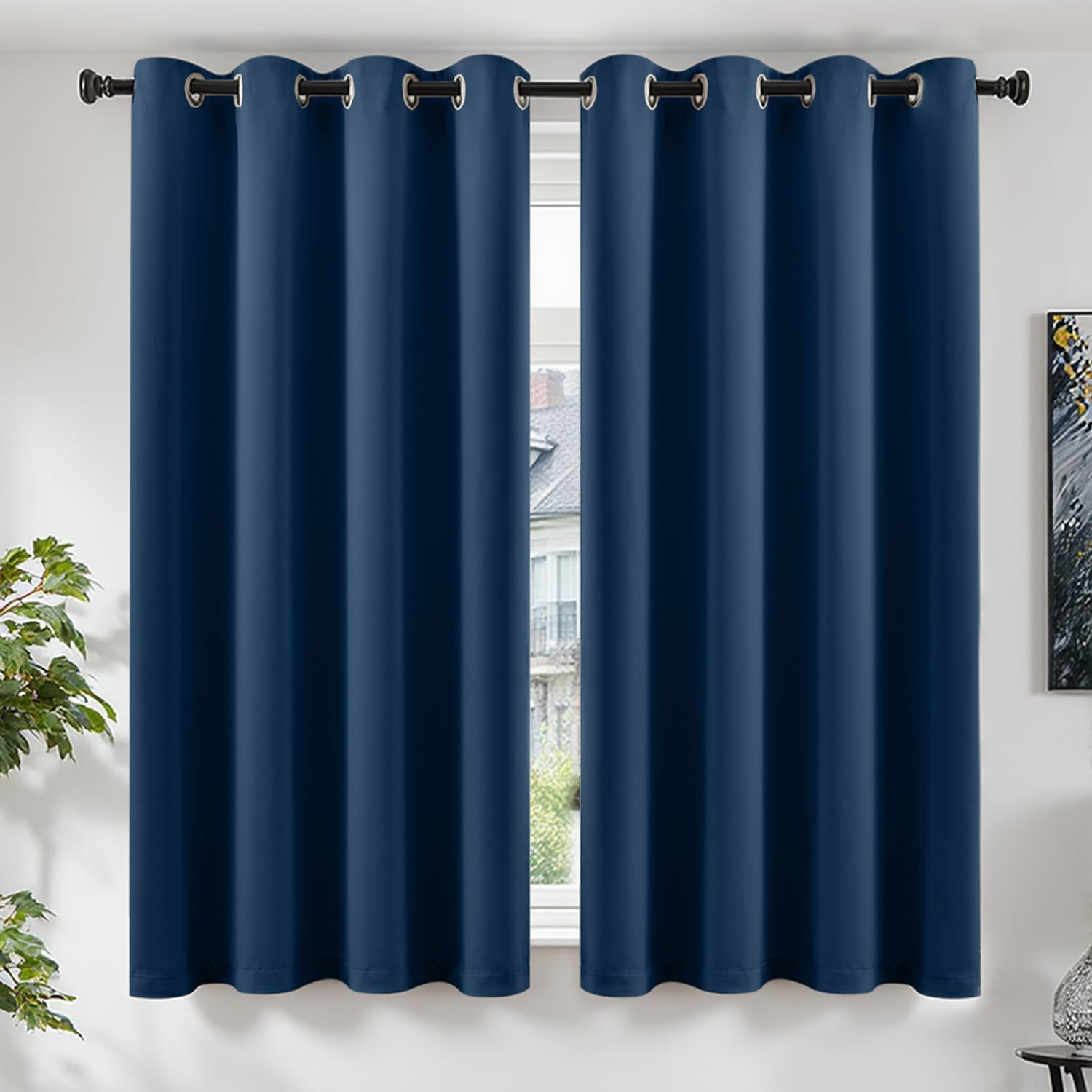 Detalle de TOPICK Blackout Curtains Navy 2 Panels