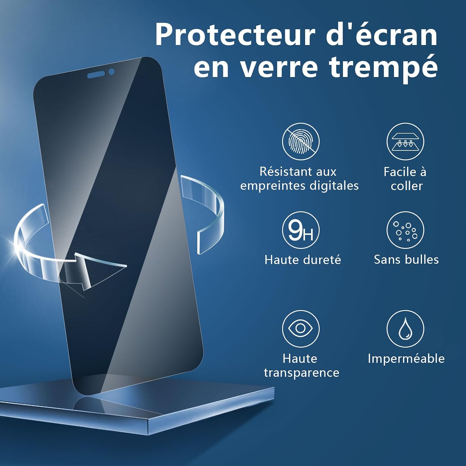 Detalle 2 de NEW'C Verre trempé anti-espion iPhone 12 Mini 3 pièces