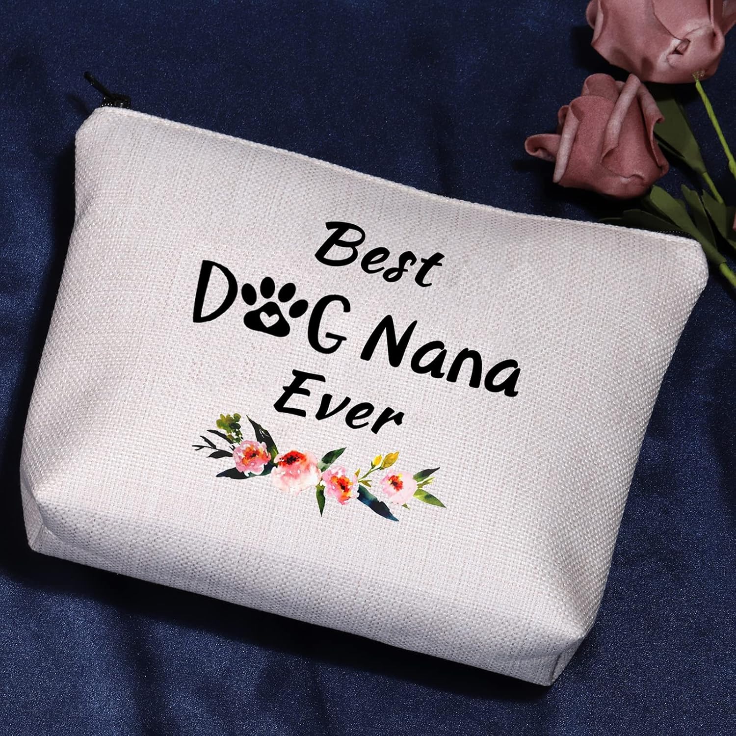 Detalle de Dog Nana Gift Best Nana Ever Makeup Bag: Paw Print Cosmetic Bag for Dog Grandma