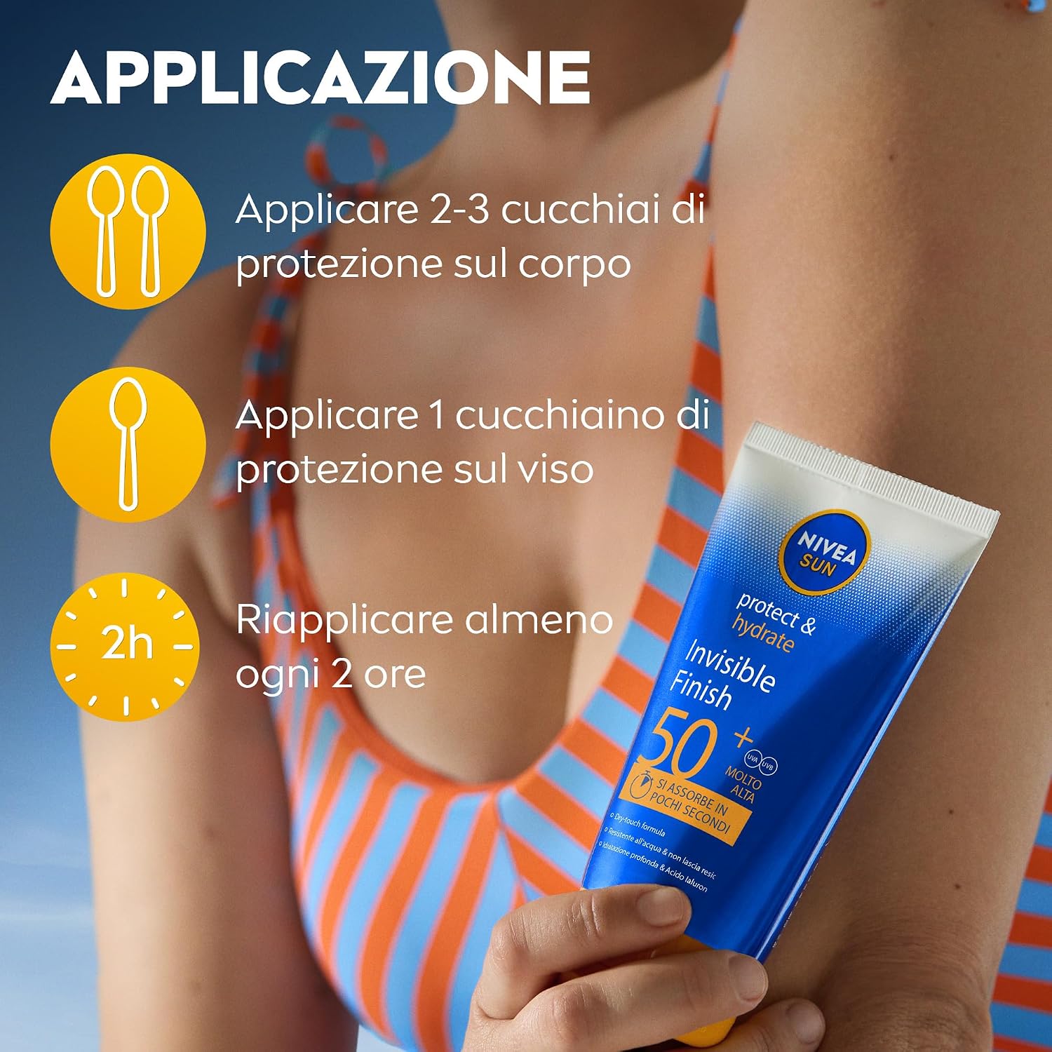 Detalle de NIVEA SUN Protect & Hydrate Invisible Finish SPF 50+ 150 ml — Protezione solare leggera, idratante e invisibile