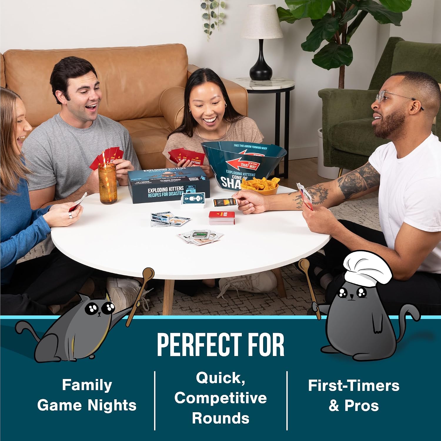 Detalle de Exploding Kittens Recipes for Disaster – Le Recueil ultime (13 modes) pour 2–5 joueurs