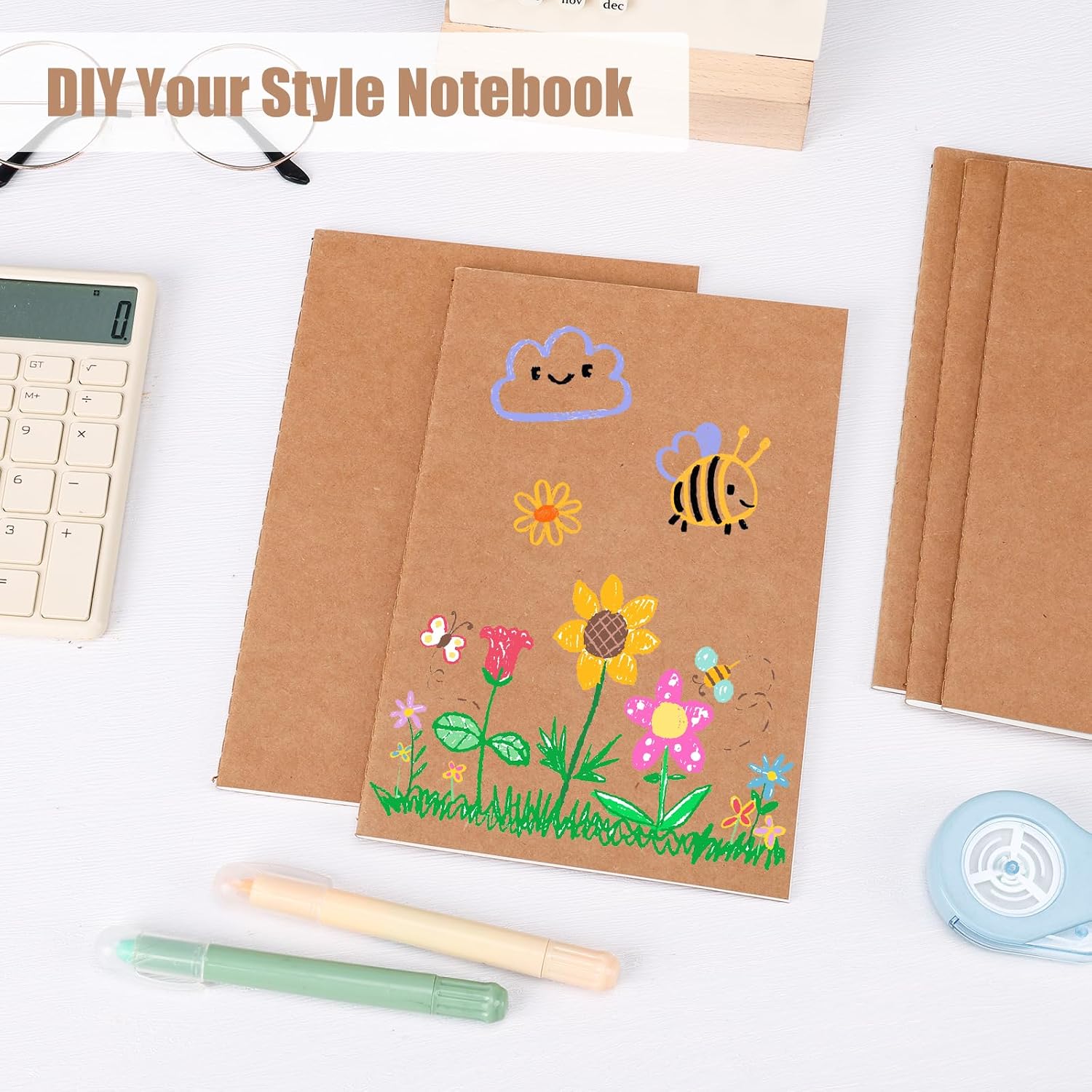 Detalle 2 de EOOUT 24-Pack A5 Kraft Notebooks, Blank 60-Page Journals for Writing and Sketching