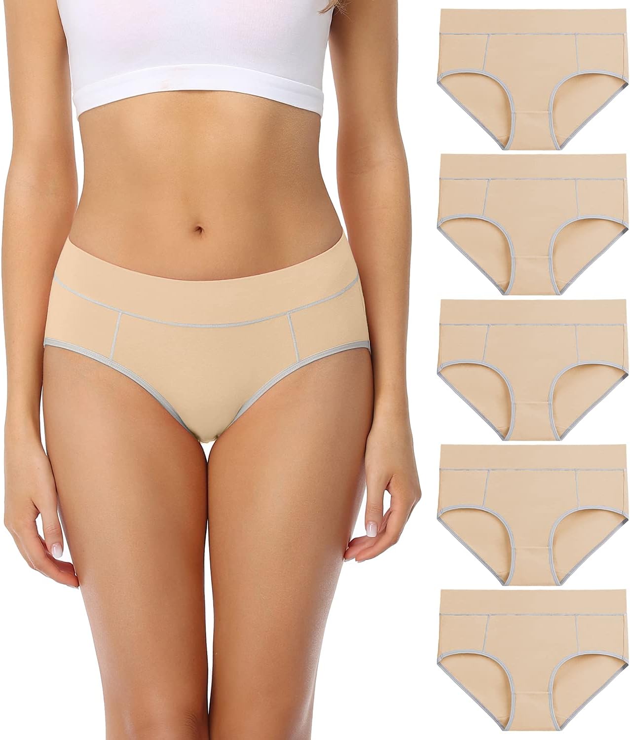 Detalle 2 de wirarpa Damen Unterwäsche Baumwolle Taillenslip 5er Pack