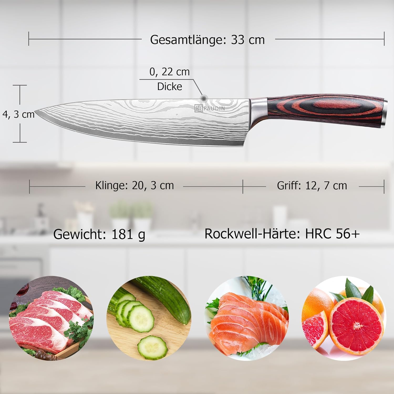 Thumbnail 1 de PAUDIN Kochmesser 20 cm Profi Küchenmesser