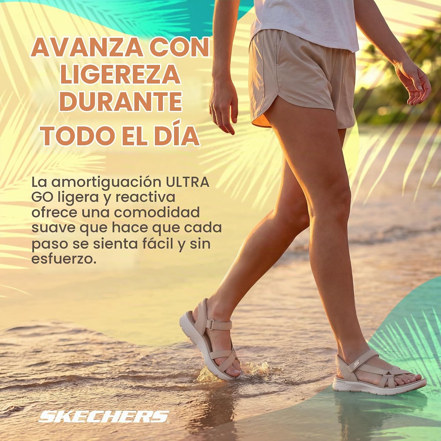 Detalle de Skechers Mujer Go Walk Flex Sandal Illuminate Slip-In Taupe Textile (38 EU)