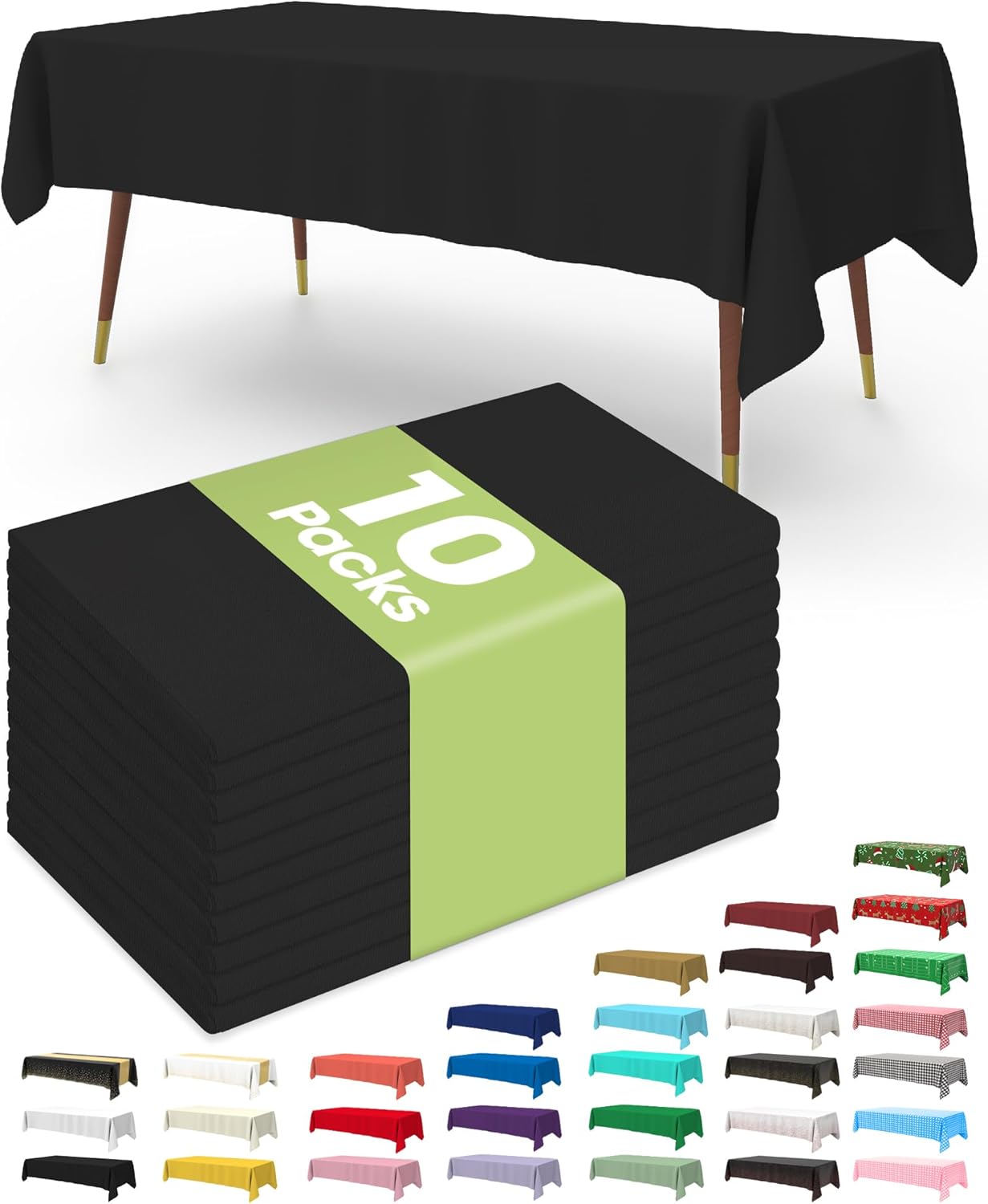 Detalle de Pureegg Plastic Table Cloth 54 x 108, 10 pack 🧻