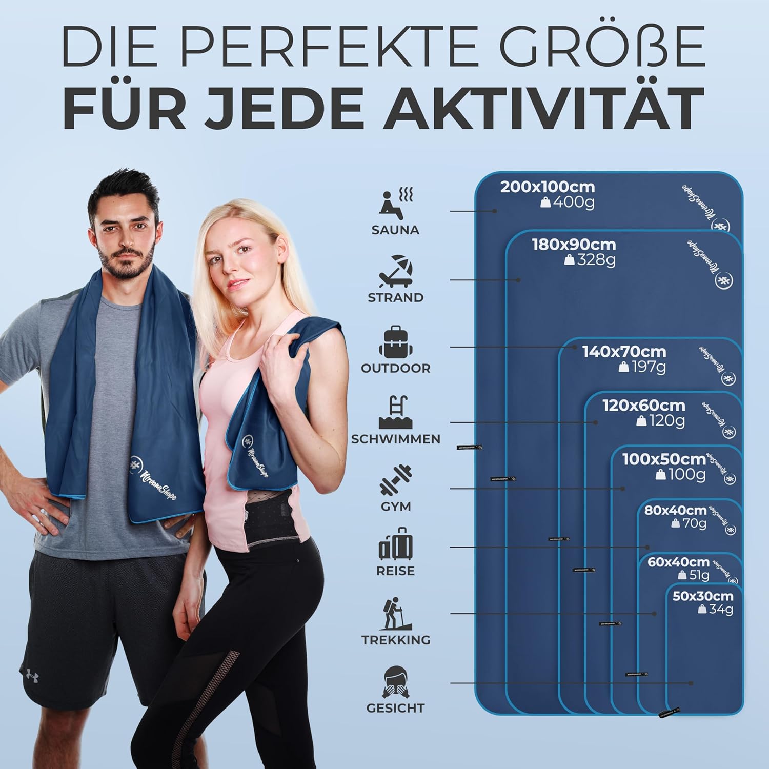 Detalle de NirvanaShape Mikrofaser Reisehandtuch 140 x 70 cm – leicht, schnelltrocknend und kompakt