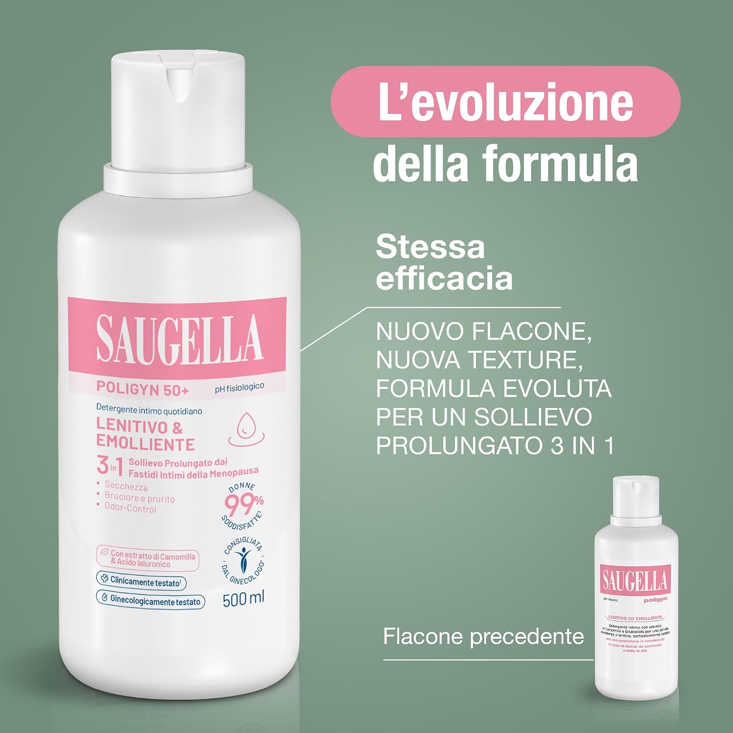 Detalle de Saugella Poligyn Detergente Intimo Emolliente e Lenitivo 500 ml