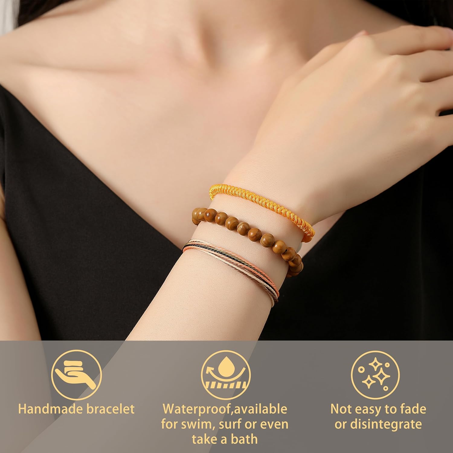 Detalle de XIANNVXI 3 Pcs Women Handmade Healing Bracelets Set