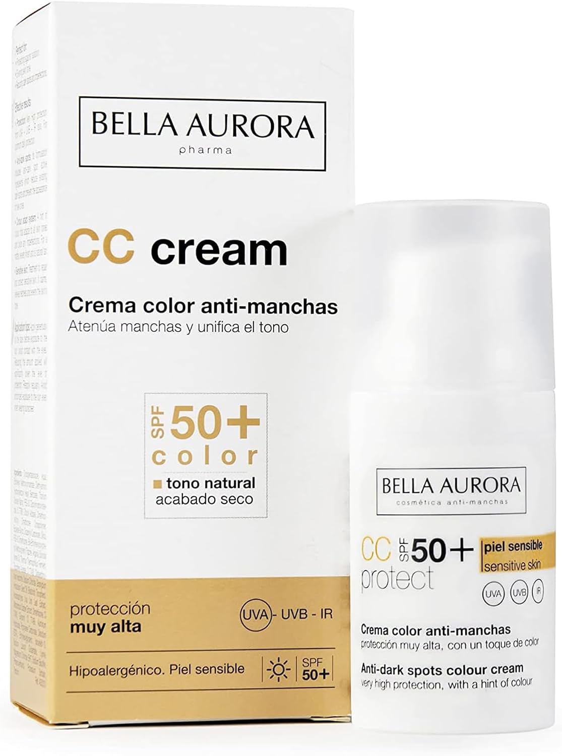 Detalle de BELLA AURORA CC Cream Antimanchas SPF50+ 🌞 Tono Medio