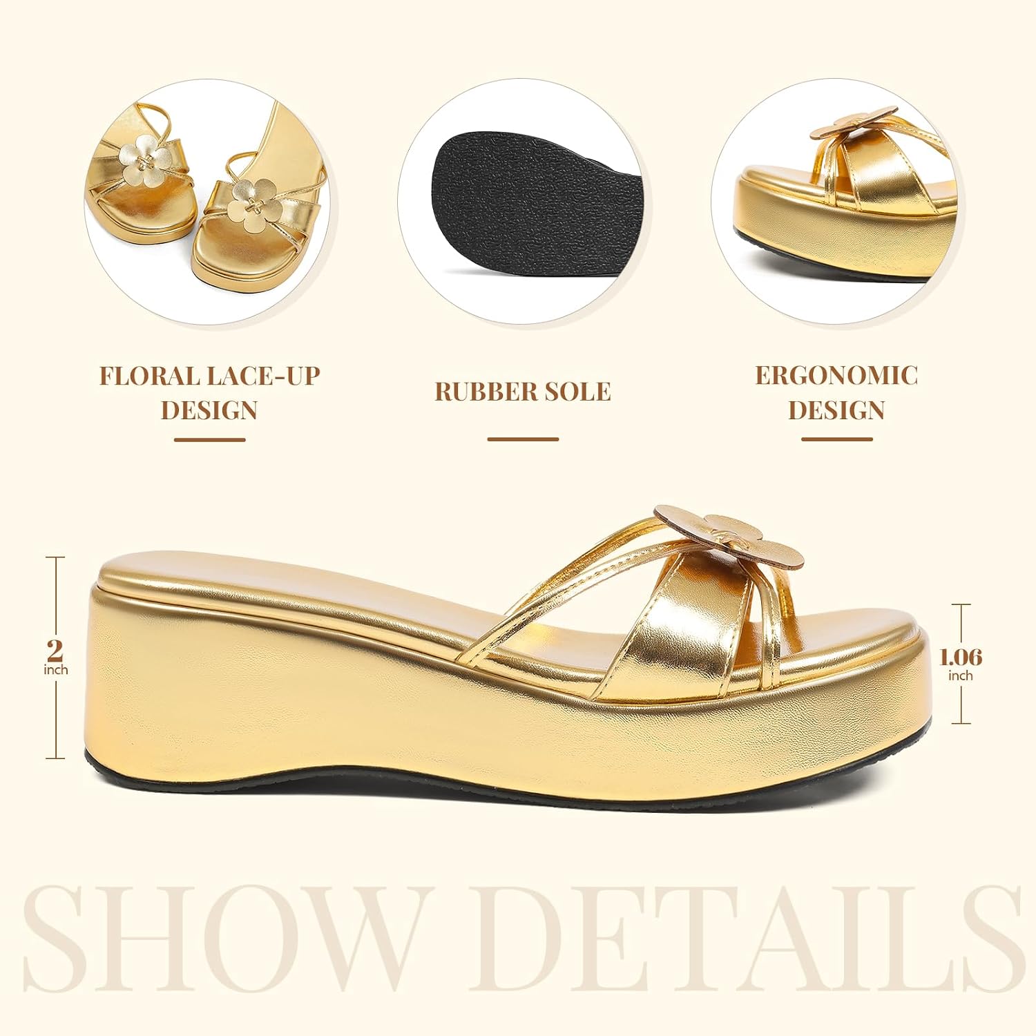 Detalle 1 de Accloris Platform Sandals with 2-Inch Heel