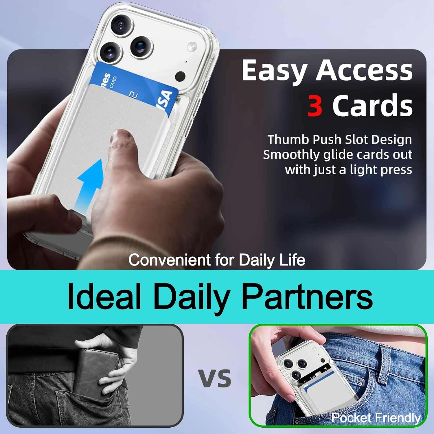 Detalle 1 de Ntwinro Magnetic Wallet Case for iPhone 18 Pro Max/17 Pro Max, MagSafe, Clear White