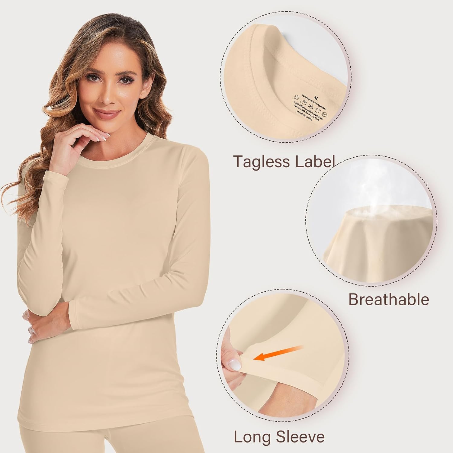 Detalle 2 de YADIFEN Women's Thermal Underwear Set, Fleece-Lined