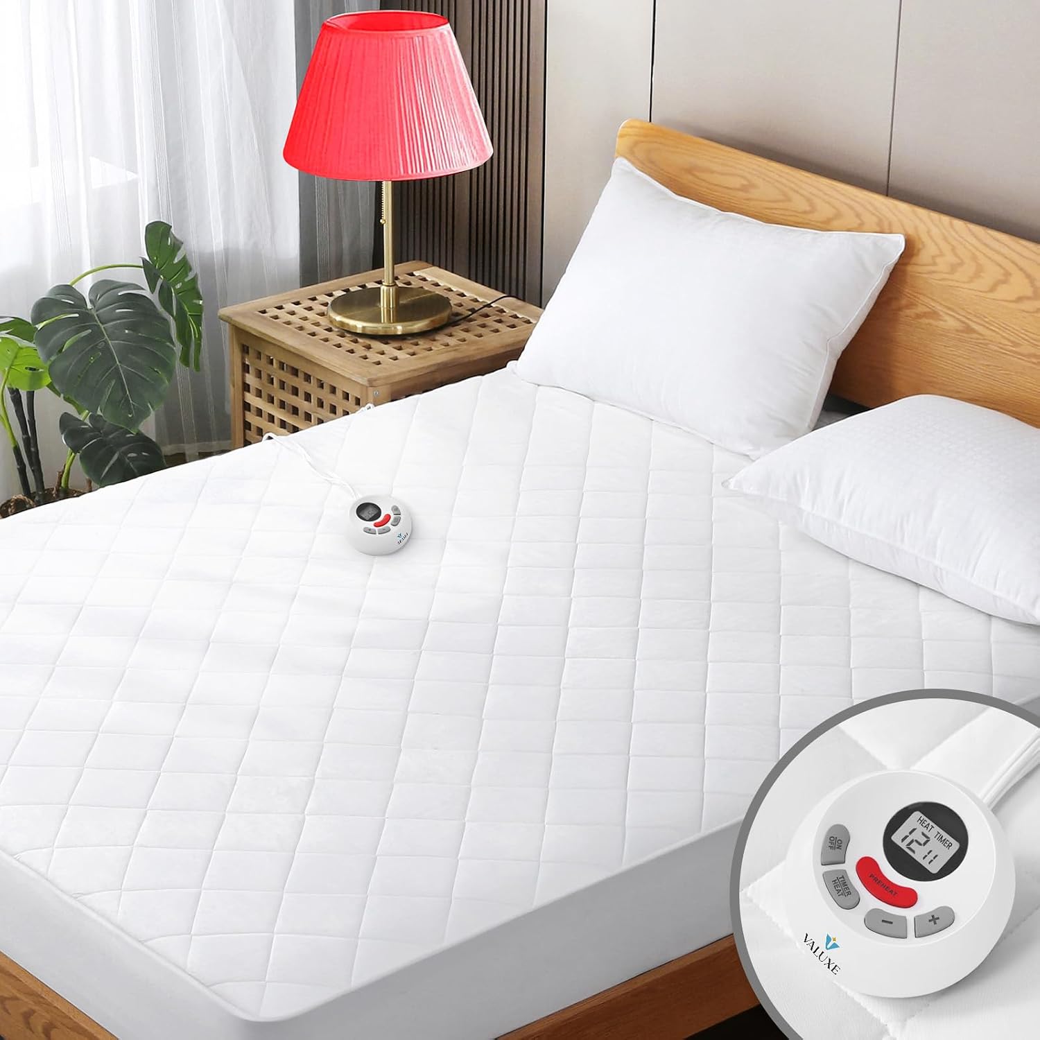 Detalle de VALUXE 2024jiare03 Heated Mattress Pad, Full, 12 Heat Settings