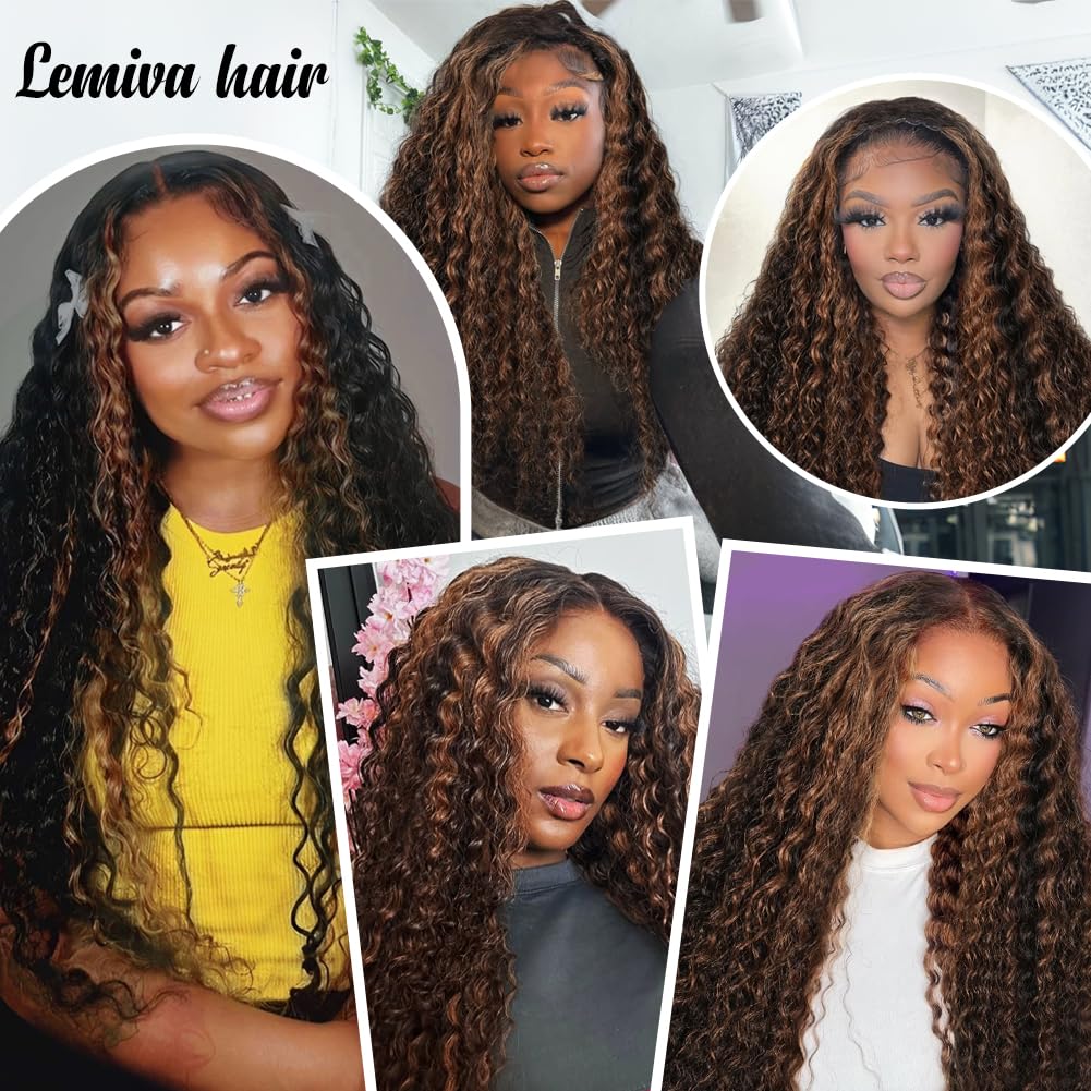 Thumbnail 5 de Lemiva 7x5 Balayage Glueless Deep Wave Wig, 26" HD Lace Front, Pre-Plucked & Pre-Cut