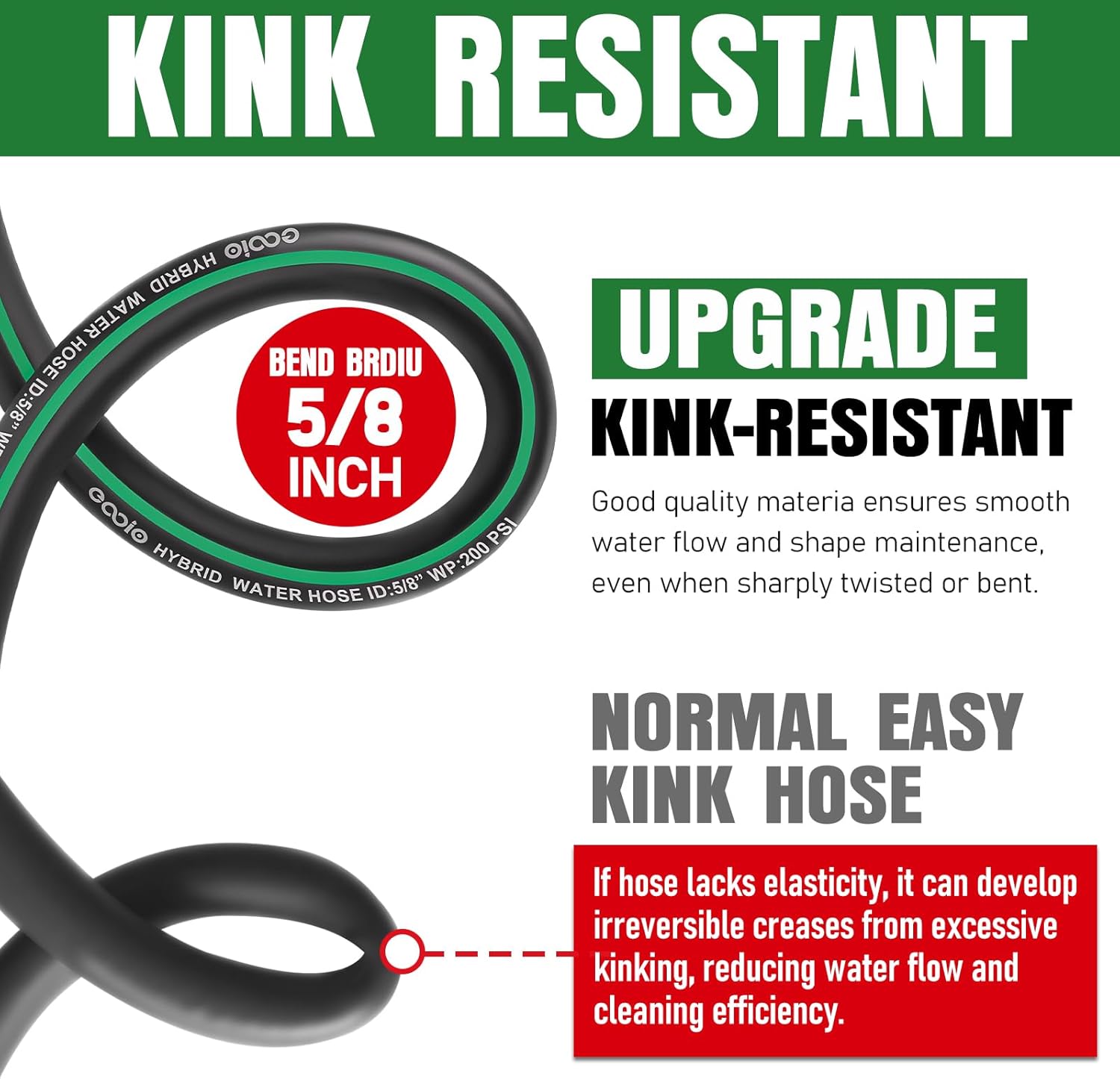 Thumbnail 3 de Heavy Duty Garden Hose 25ft: NON-EXPANDABLE, Kink-Resistant & Leakproof with Copper Fittings