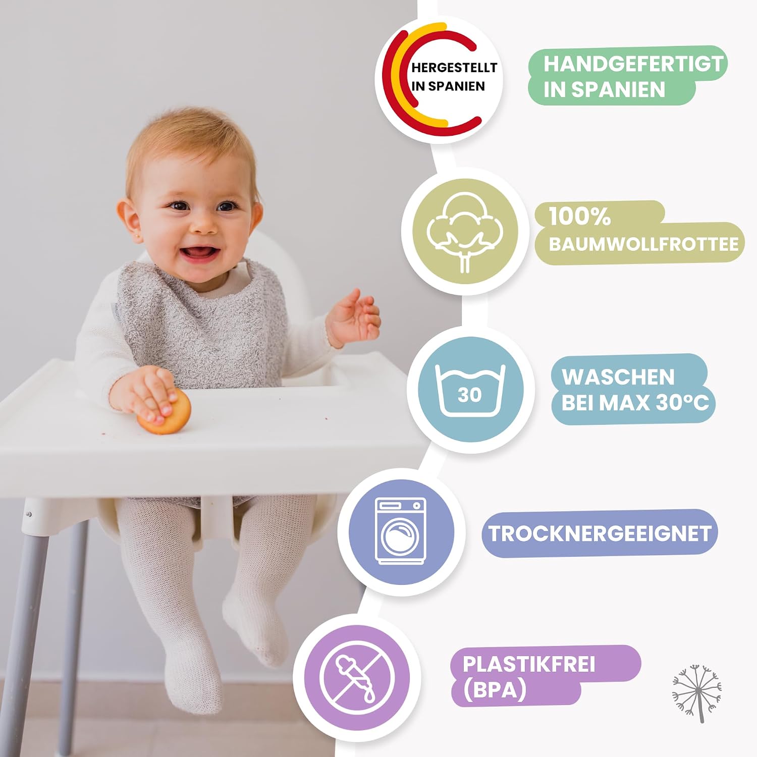 Thumbnail 5 de MIMUSELINA Set aus 5 Große Frottee-Lätzchen Baby – Wasserdicht, Wiederverwendbar und OEKO-TEX-zertifiziert