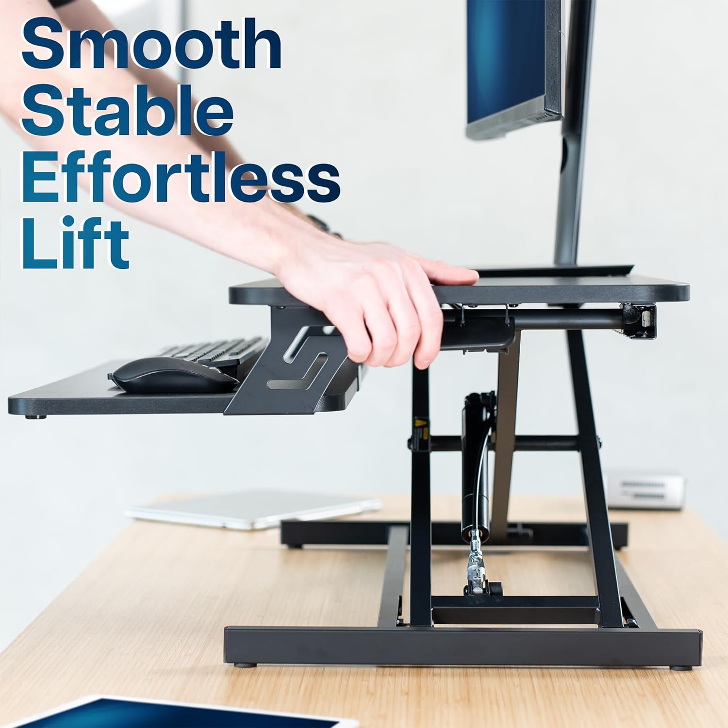 Detalle de VIVO DESK-V000S Standing Desk Riser, 32-Inch Two-Tier Top, Adjustable Height