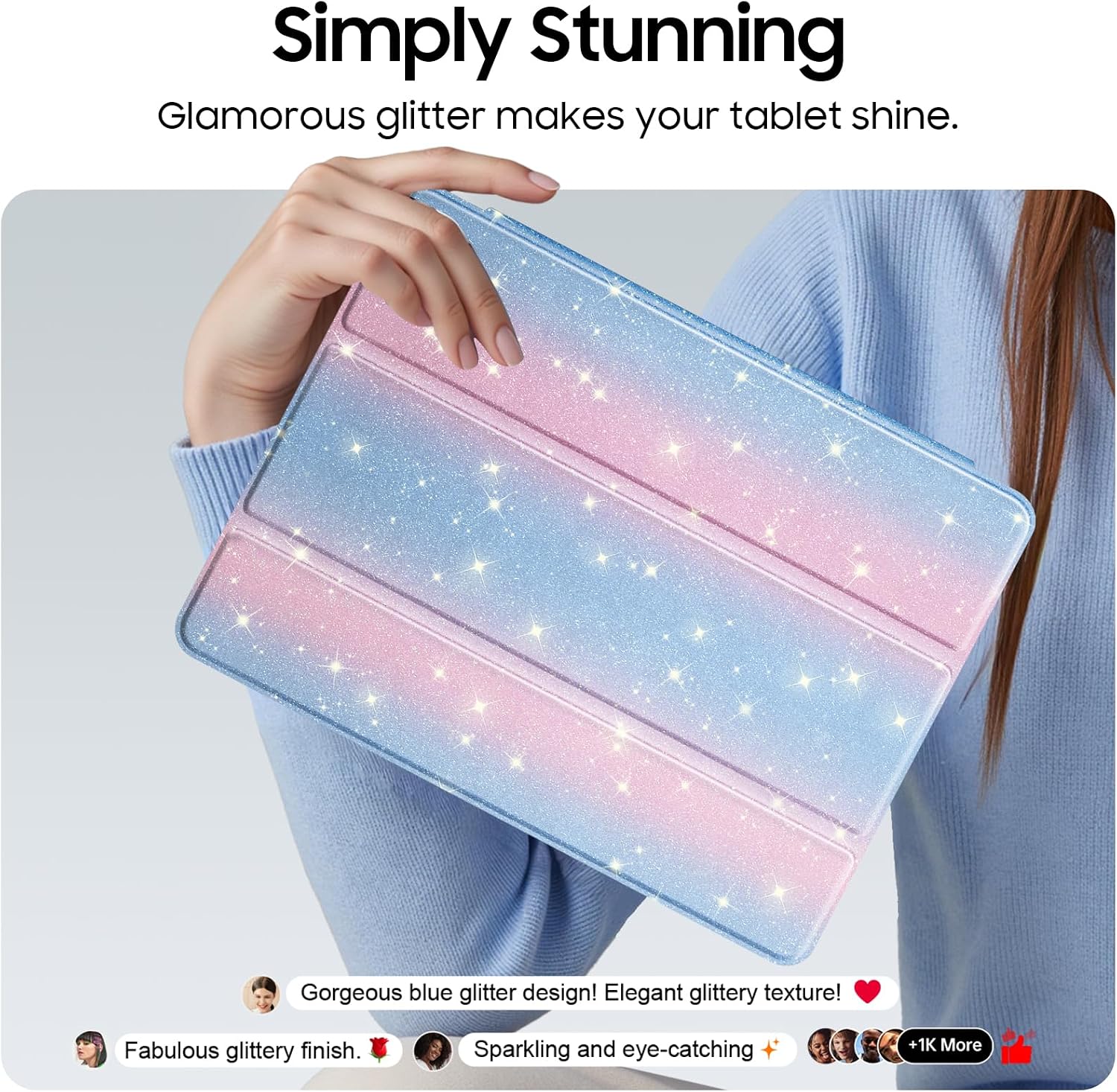 Detalle de Fintie Glitzer Hülle für iPad 10.2 Zoll (9./8./7. Generation) – transparent mit Stifthalter, Smart-Sleep/Wake
