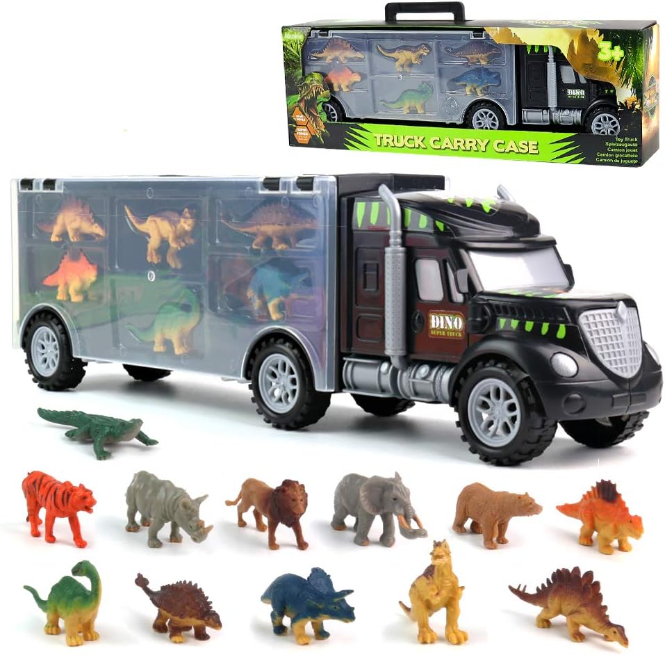 Detalle de Akokie Dinosaur Toys for Boys Girls – Transport Carrier Truck with 12 Dino & Animal Figures