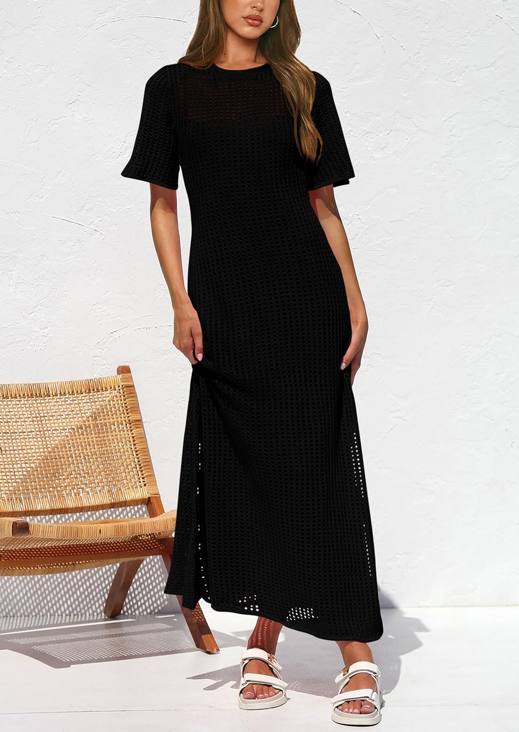 Detalle de PRETTYGARDEN Womens Eyelet Cover Up Dress (2-Piece Hollow Out Resort Maxi) for Summer Vacation