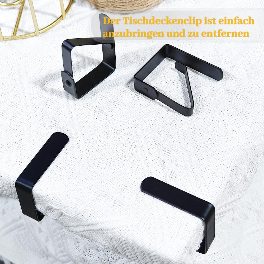 Thumbnail 6 de Aongray Tischdeckenklammern Edelstahl – 8 Stück, Schwarz, Tischclips für Plattenstärke bis 3 cm