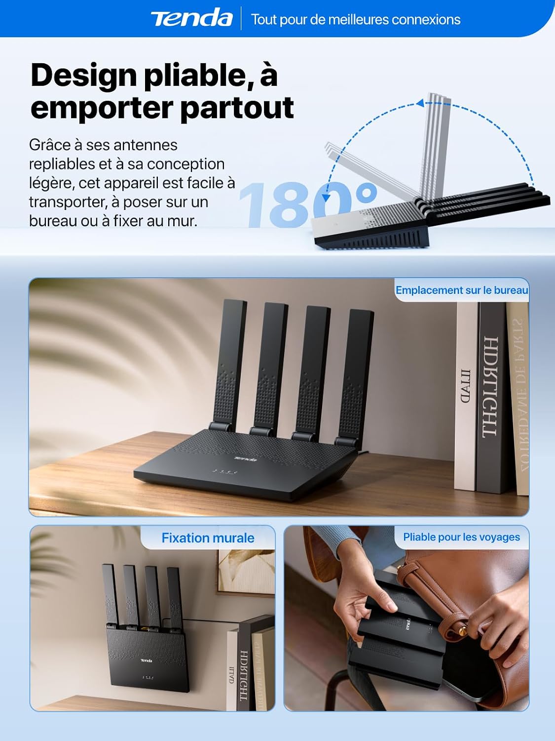 Detalle 2 de Tenda Routeur 4G avec Carte SIM Box N300 Pro V2.0 – 4 antennes pliables, USB-C, LAN/WAN, plug&play