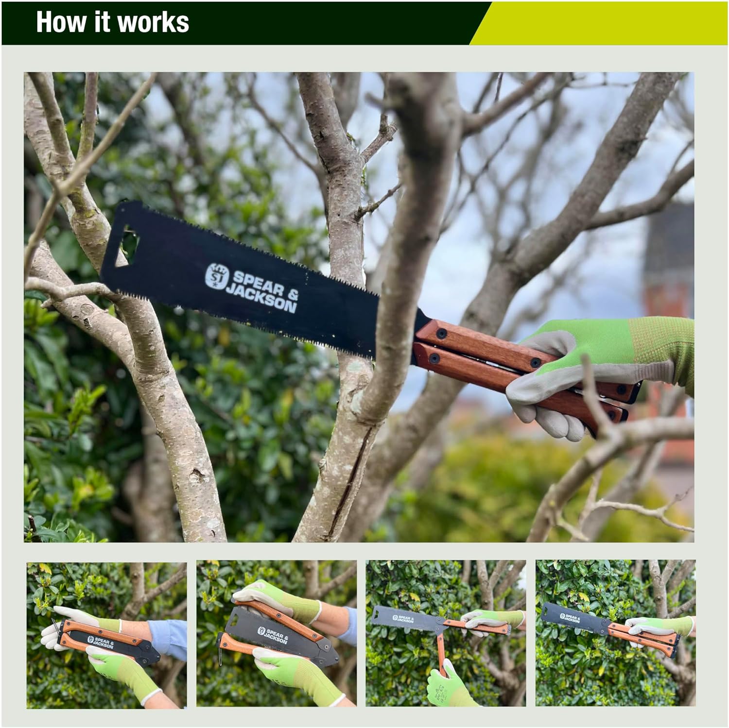 Detalle de Spear & Jackson 4976KEW Kew Gardens Collection: Sega a farfalla da giardino pieghevole da 6”
