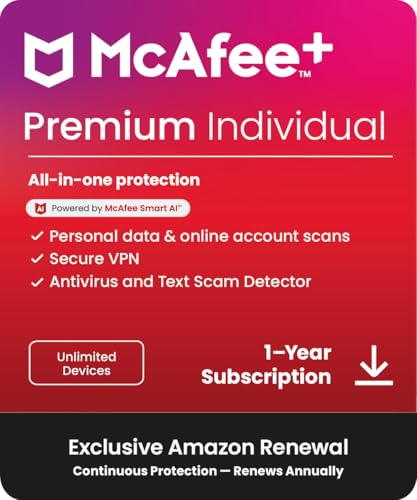 Detalle de McAfee+ Premium Individual: 12-Month, Unlimited Devices — Antivirus, VPN and Identity Tools