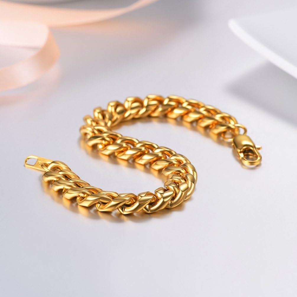 Thumbnail 3 de PROSTEEL Gourmette Homme/Femme en Acier Inoxydable plaqué Or 18K – Maillons 4,8–14 mm, Longueurs 16/19/21 cm
