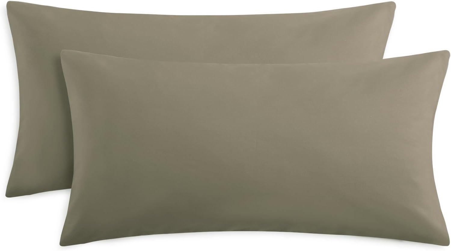 Detalle de RUIKASI Kissenbezug 40 x 80 Taupe im 2er-Set (Mikrofaser, Reißverschluss, pflegeleicht)