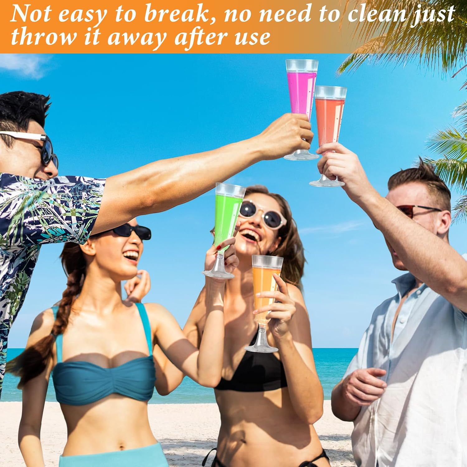 Thumbnail 6 de GuanQiao 20-Pack Plastic Champagne Flutes, 5.5 oz - Clear Disposable Glasses with Stem