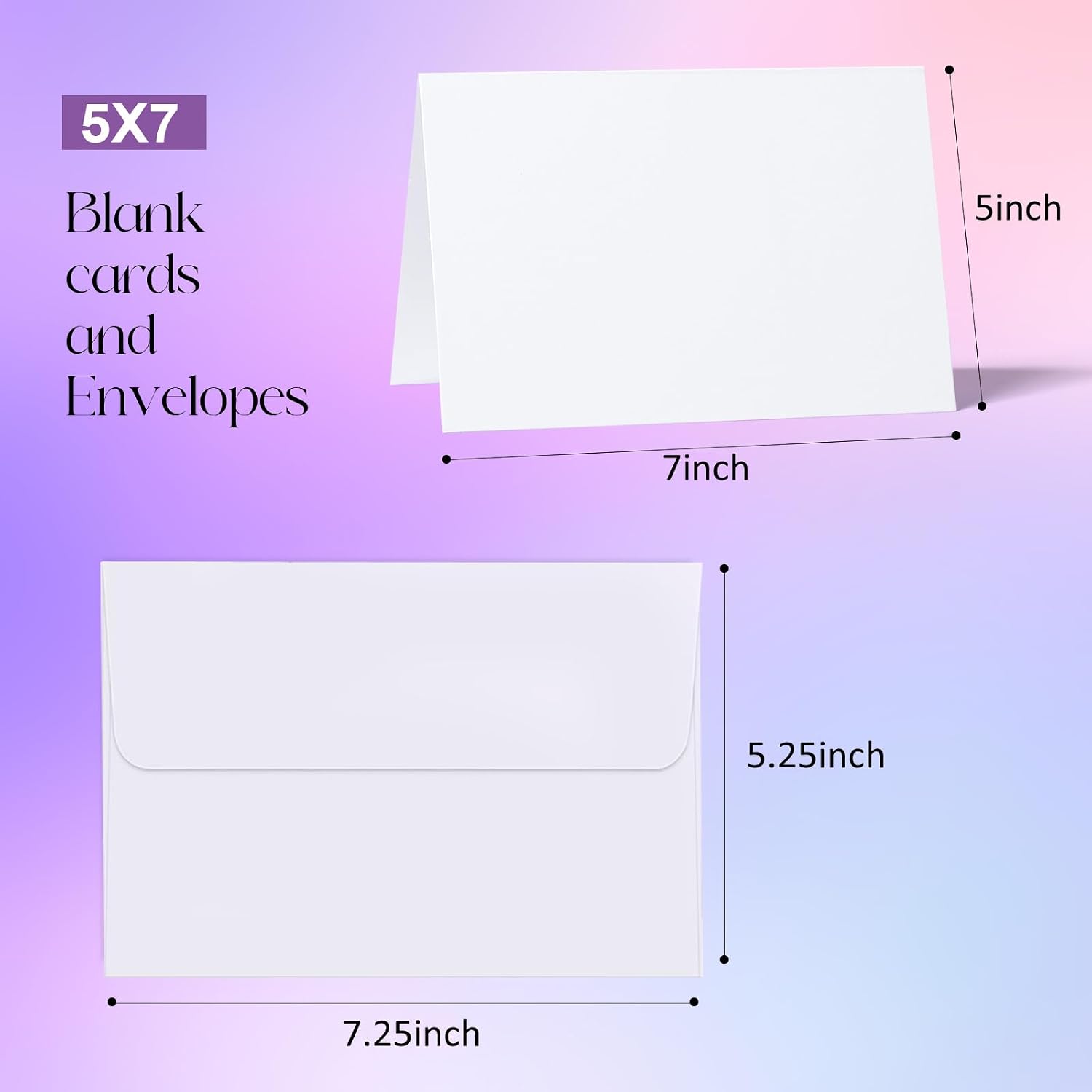 Detalle 2 de Packpal 5 x 7 Blank Cards and Envelopes, 50-Set Self-Seal White Cardstock