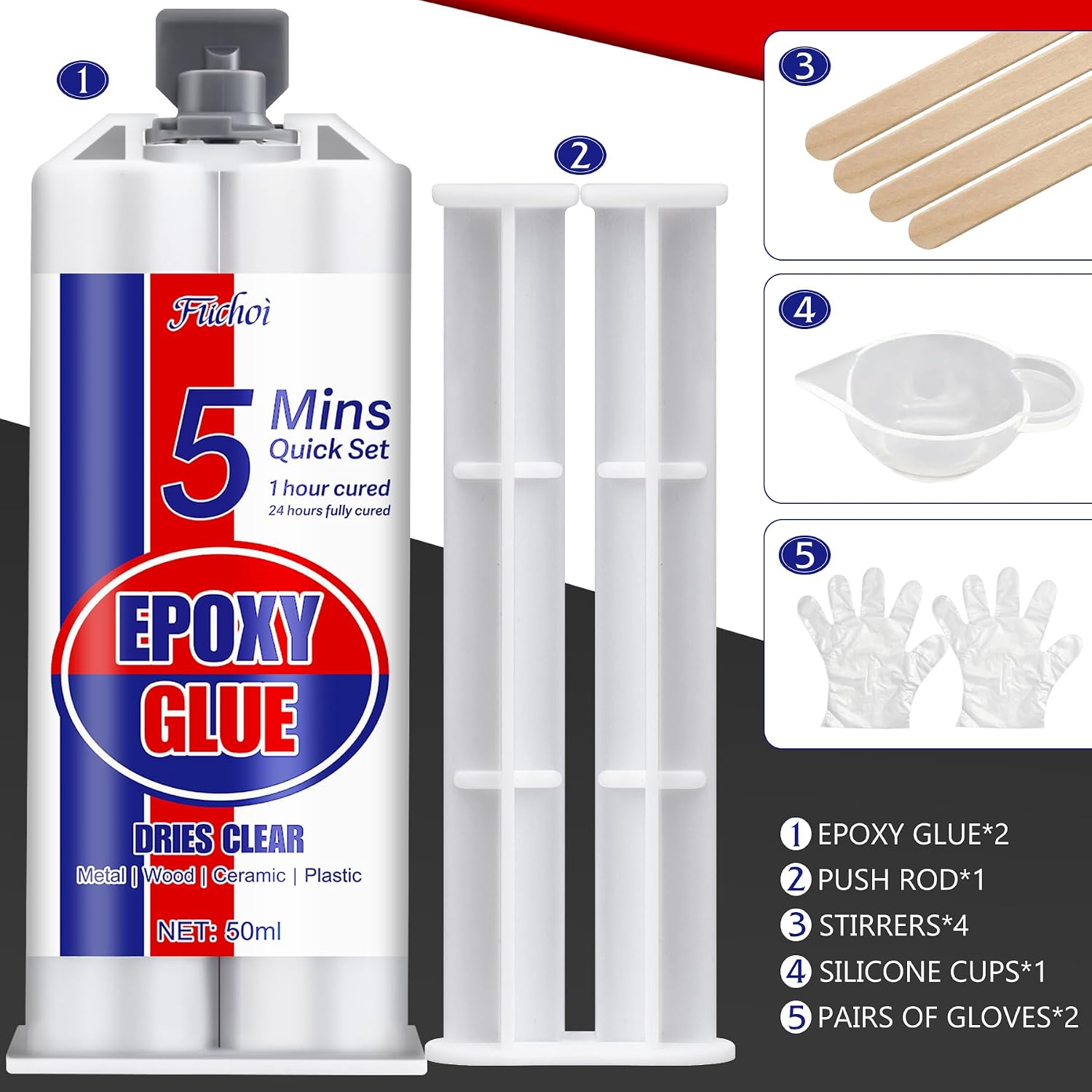 Thumbnail 1 de Fuchoi CF06de 2K-epoxylijm, transparant, 100 ml, waterdicht