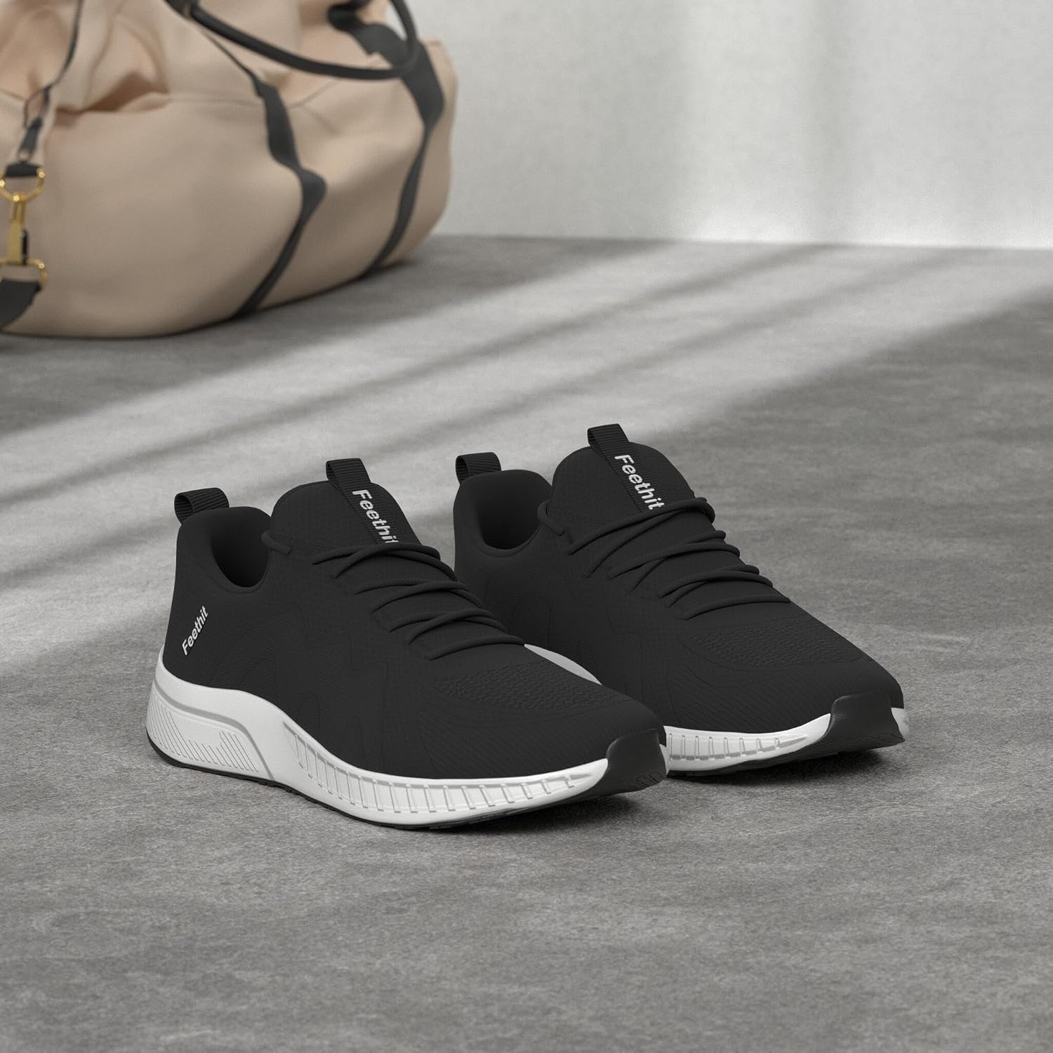 Detalle de Feethit Mens Non Slip Walking Sneakers: Lightweight Breathable Slip-On Athletic Shoes