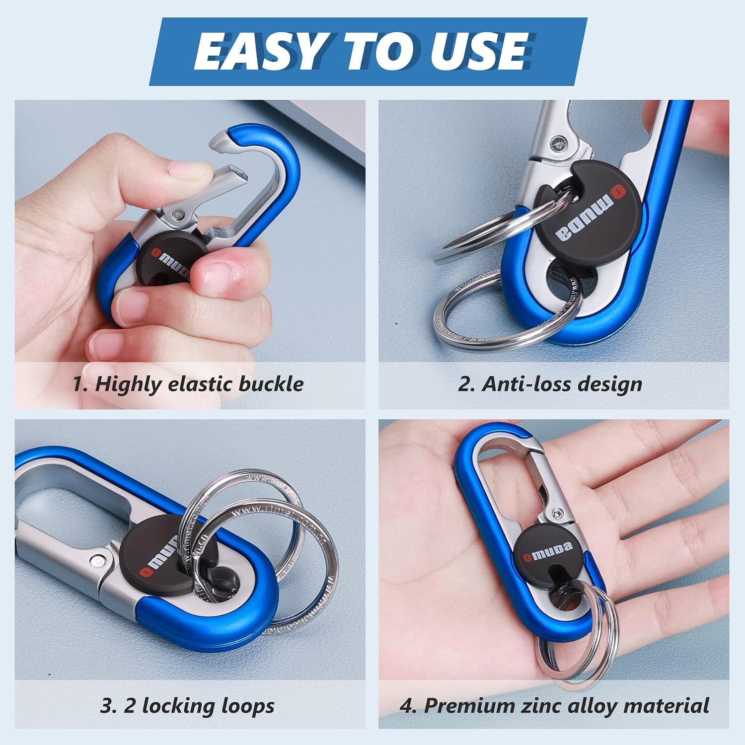 Detalle 2 de Thlevel Schlüsselanhänger Karabiner – Rostfreier Stahl, 2er-Set