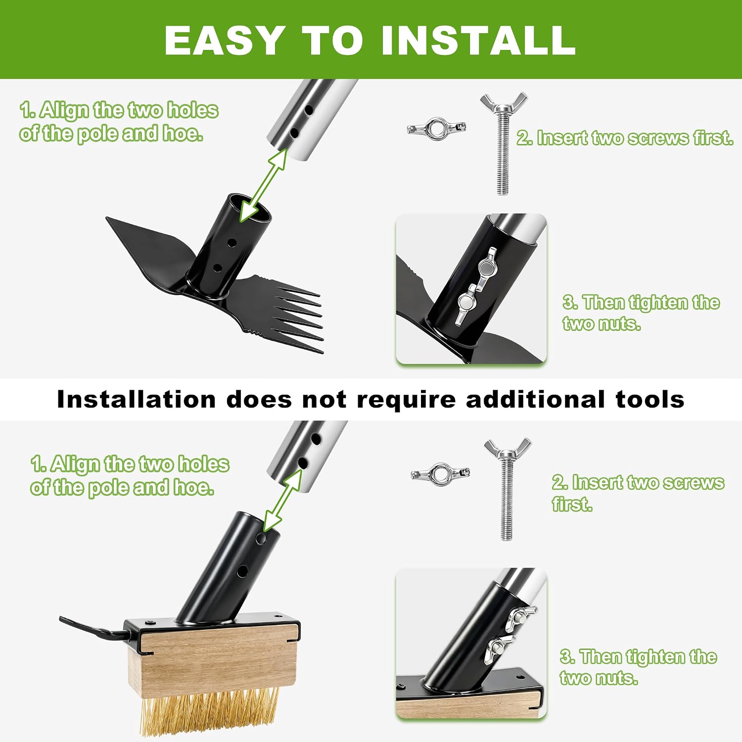 Thumbnail 5 de 2 in 1 Weed Remover Brush and Garden Hoe with Long Handle – Stainless Steel Moss & Weed Control Tool