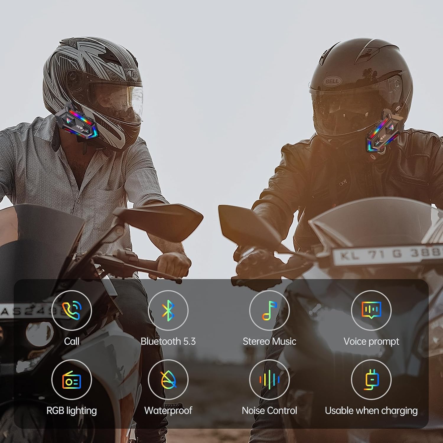 Detalle 1 de Khptop Motorradhelm Bluetooth Headset 1000 mAh