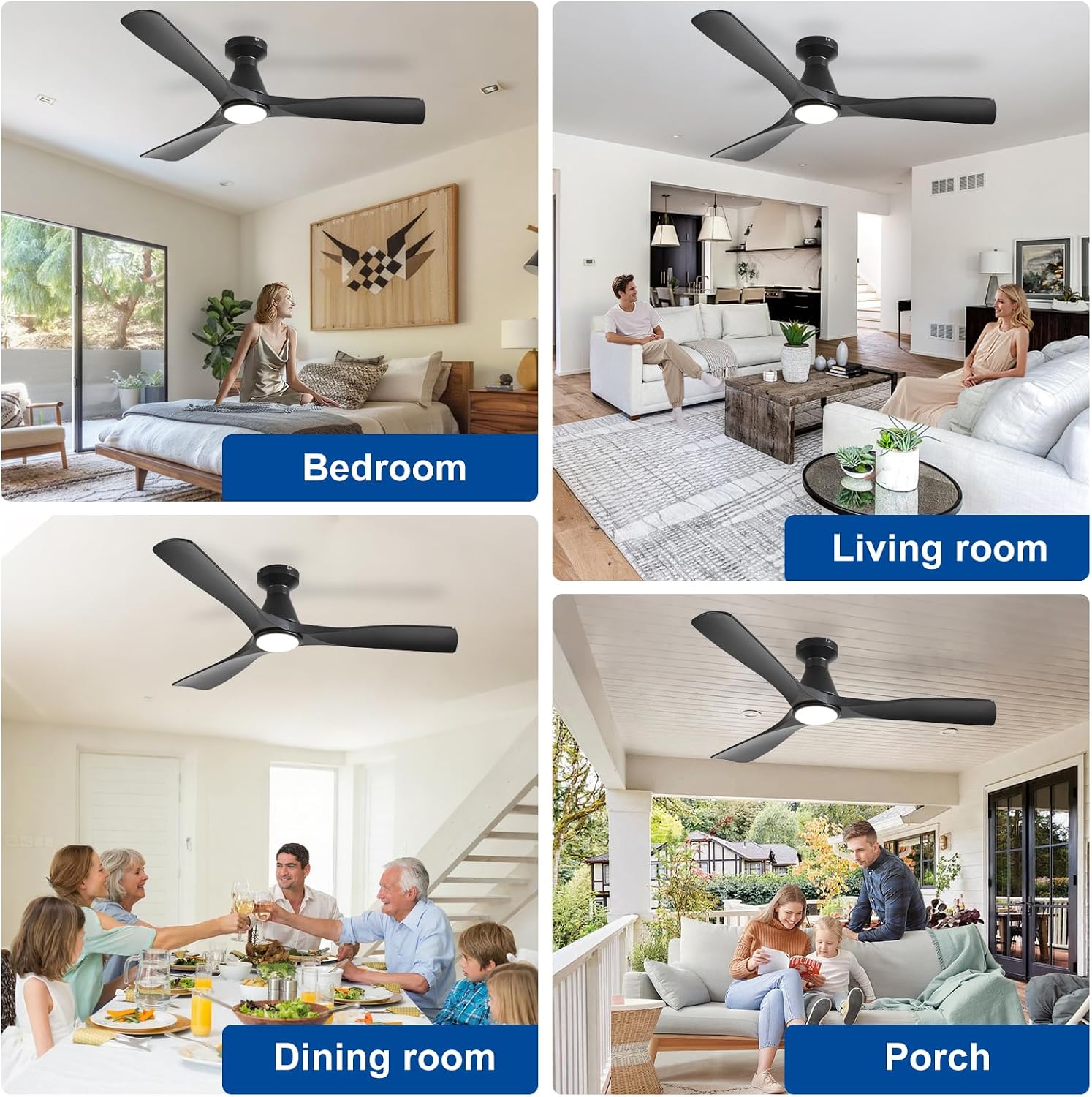 Thumbnail 1 de Depuley WS-FPZ186-18C-BK-AP 52-Inch Ceiling Fan with Dimmable LED Light