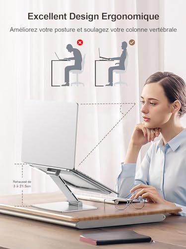 Thumbnail 1 de CIRYCASE Support Ordinateur Portable – Rehausseur aluminium avec unique pilier et ventilation optimisée