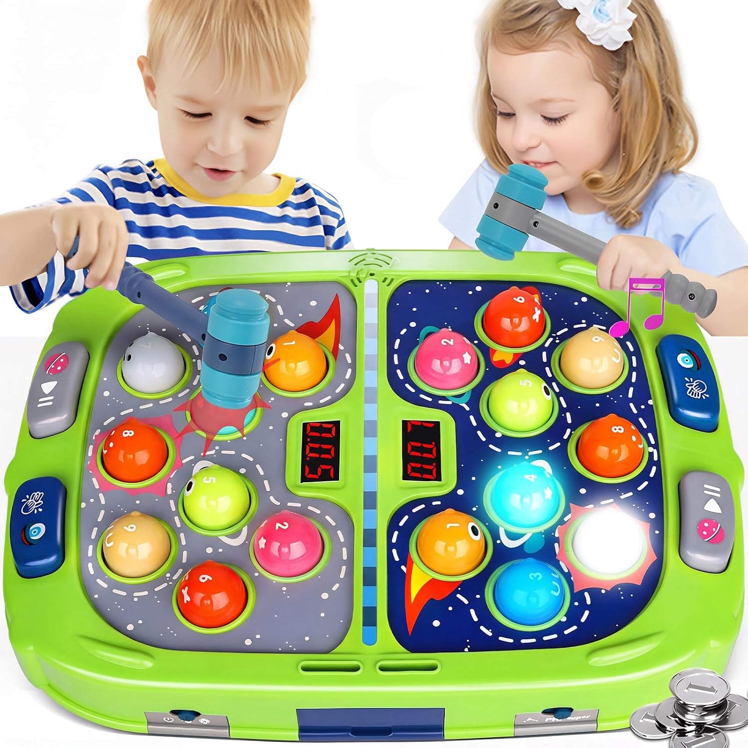 Detalle de Whack Game Mole for Kids: Interactive 3-Mode Hammer Toy for Ages 3–8