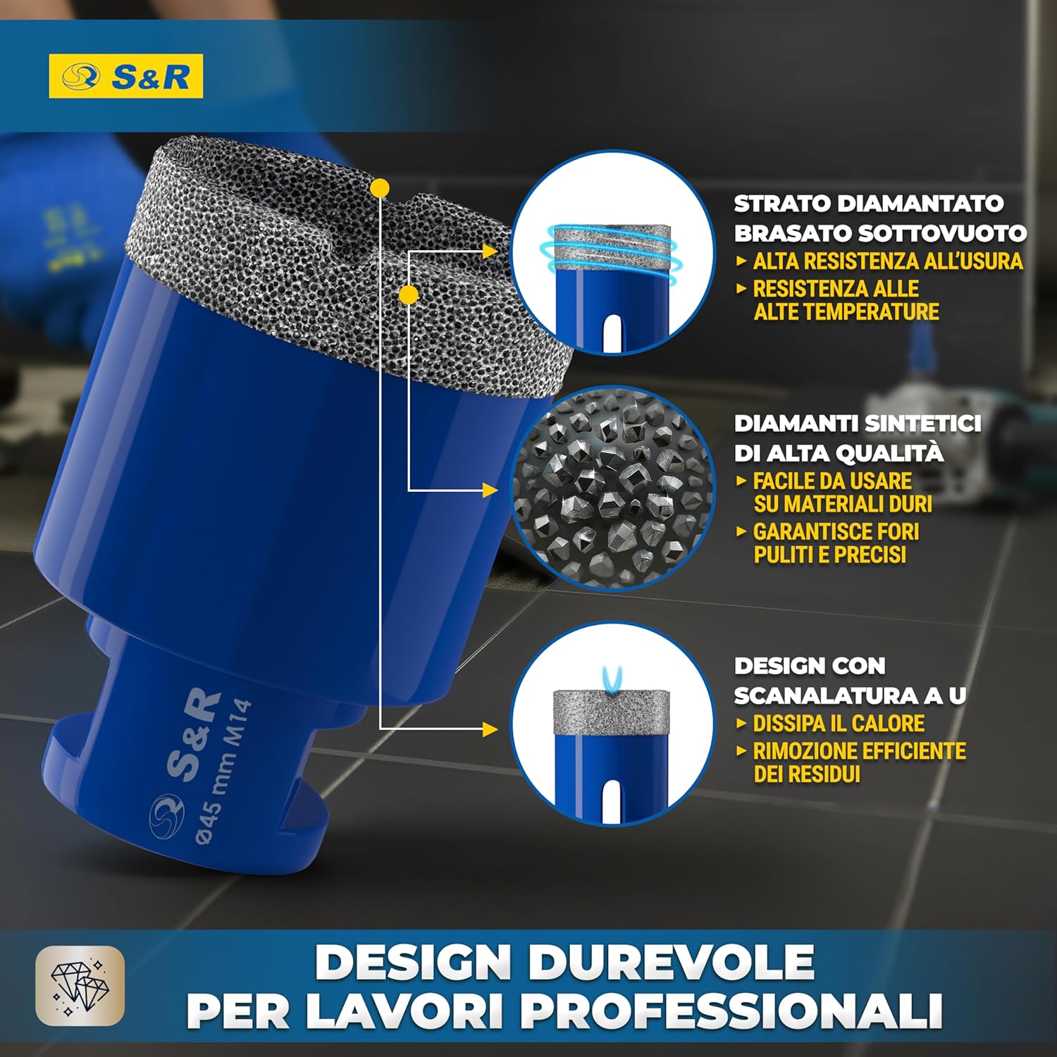 Detalle de S&R Sega a tazza diamantata 45 mm per piastrelle đź›
