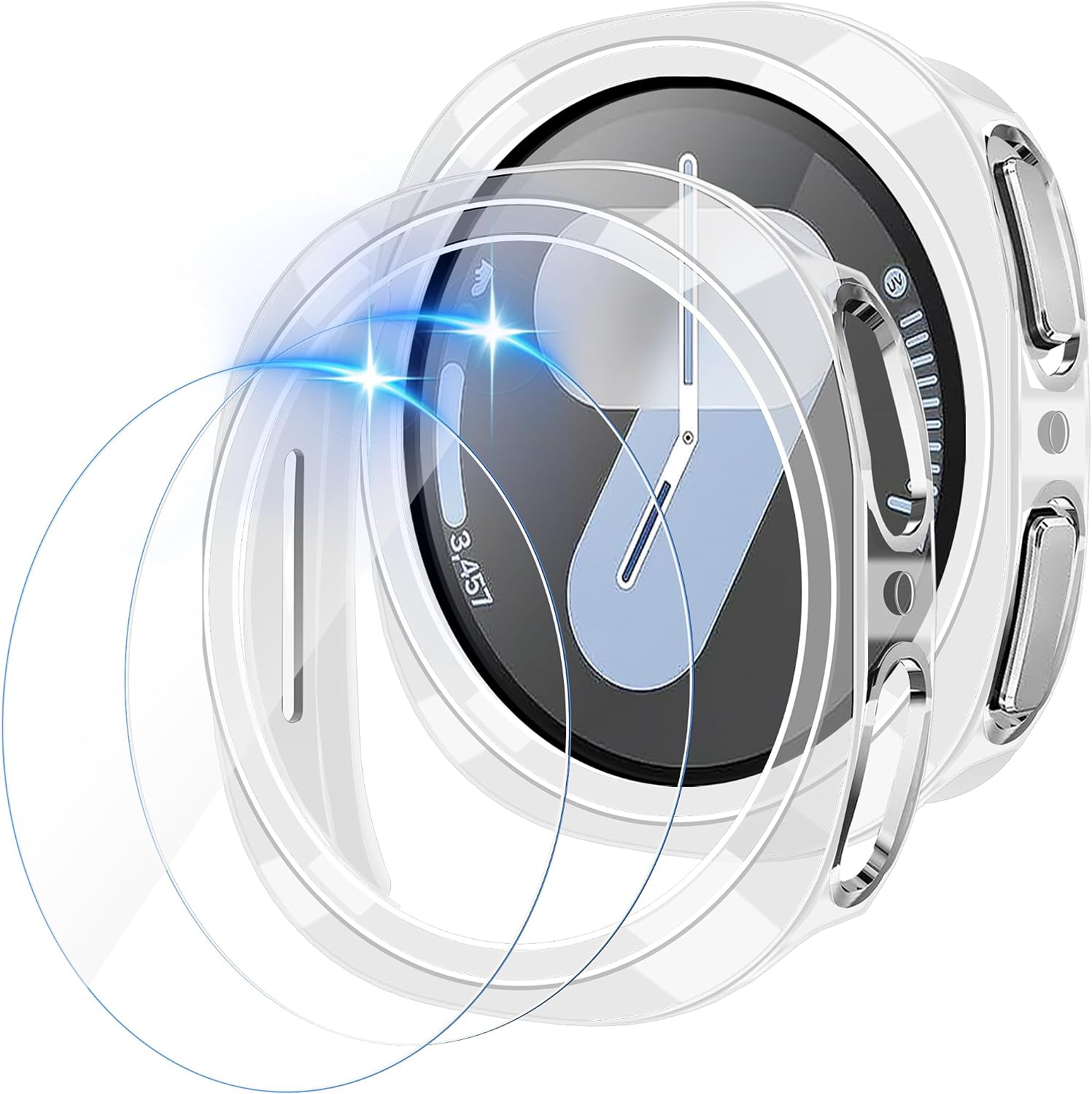 Detalle de LINTEKER 2 Pack Case with Screen Protector for Samsung Galaxy Watch 8 44mm – Clear