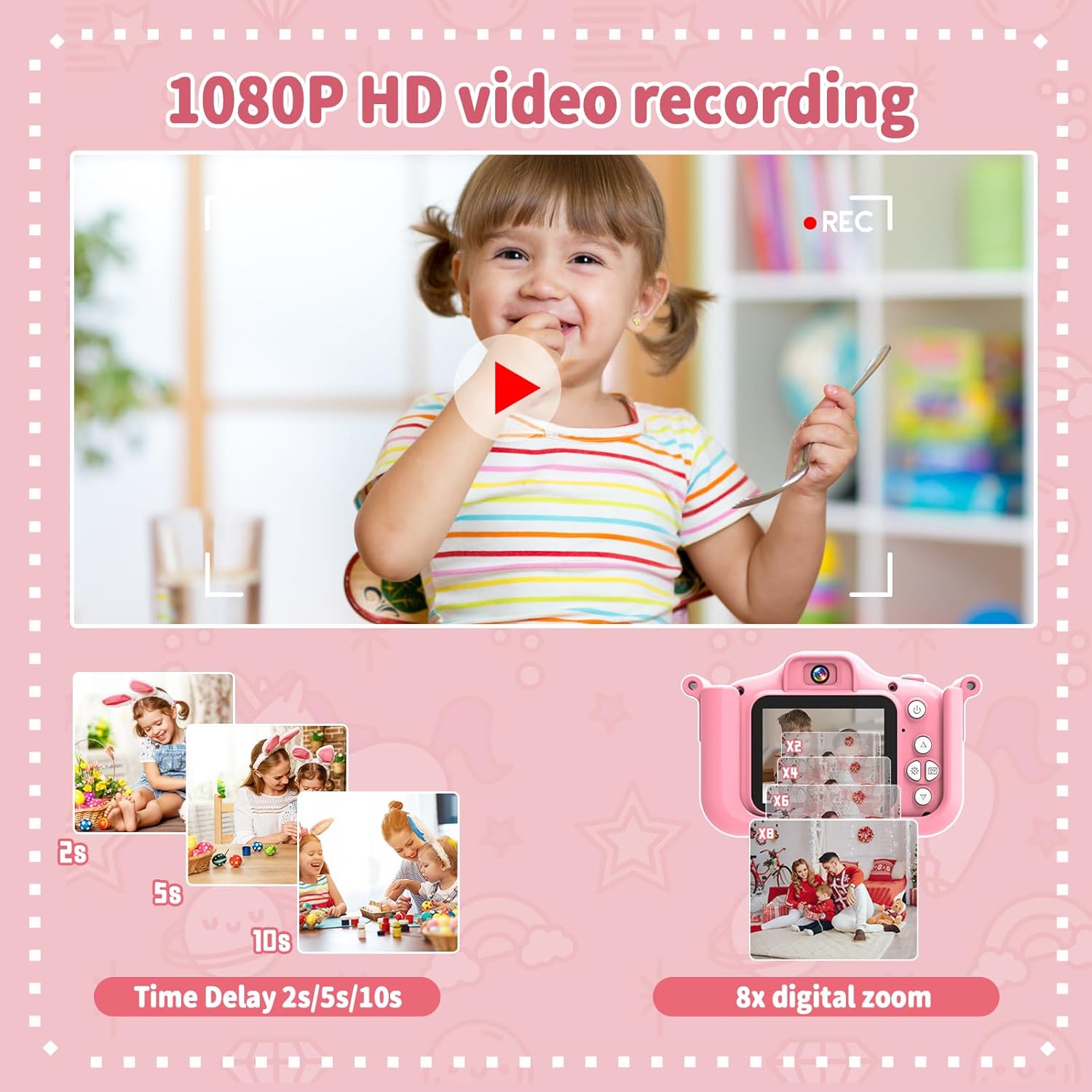 Thumbnail 3 de MYSTILUCK Appareil photo enfants licorne HD 1080P écran 2 pouces et carte 32 Go (3 à 12 ans)