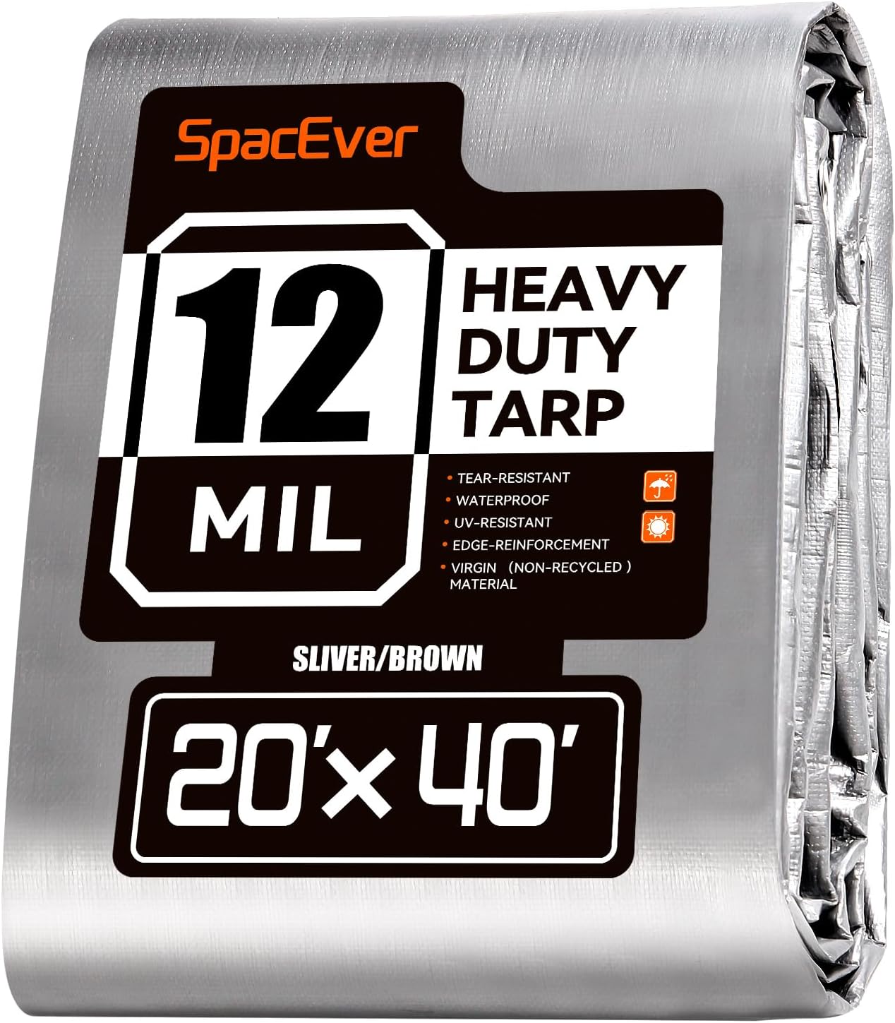 Detalle de SpacEver Spacever Heavy Duty Tarp (20x40 FT, 12 Mil Thick) for Outdoor Pool Roof Tent, Firewood & More
