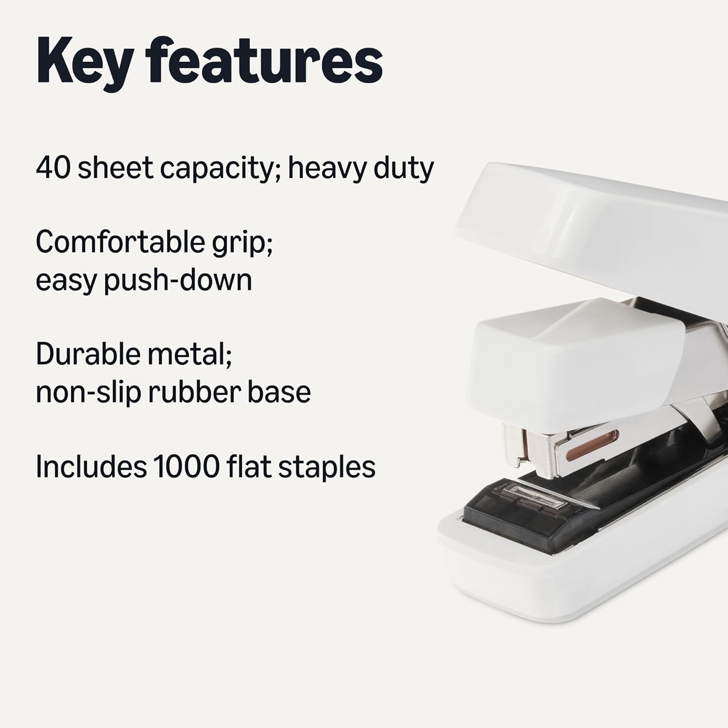 Detalle 2 de Amazon Basics Office Heavy Duty Stapler with Flat Clinch (40-Sheet Capacity)