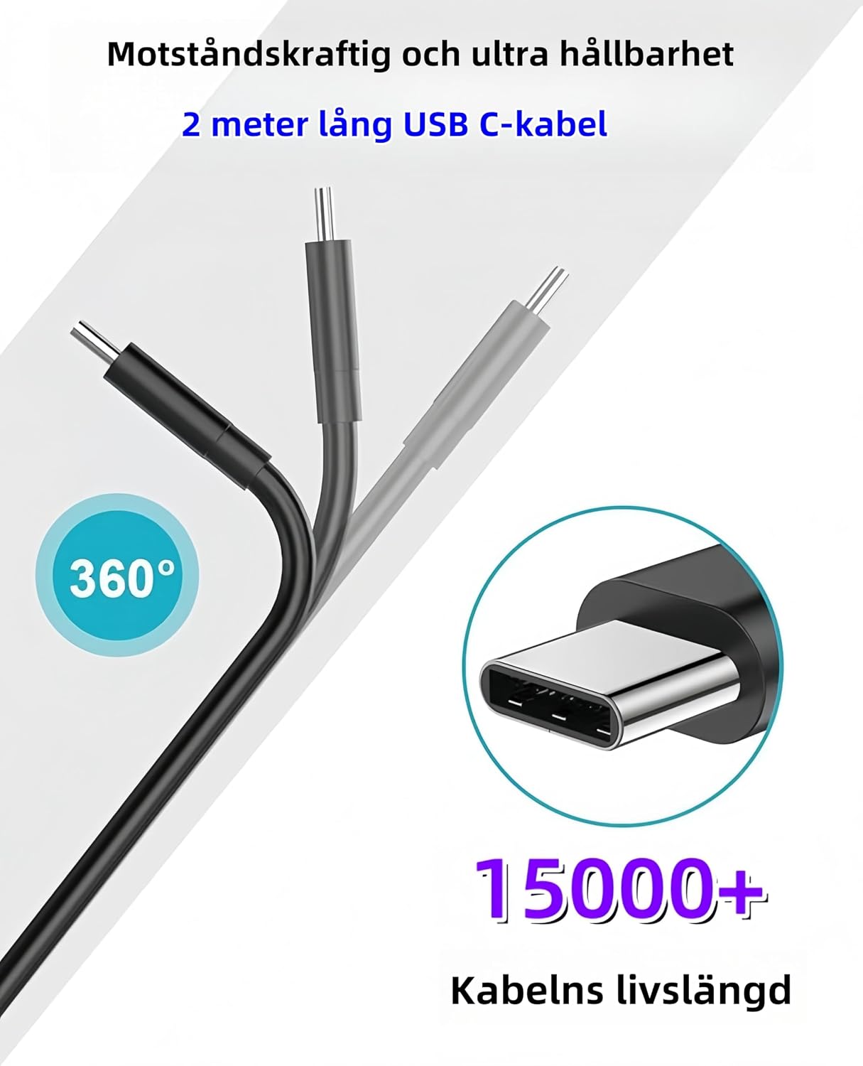 Detalle 2 de Heboen 45 W USB-C-laddare med 2 m kabel och stöd för snabbladdning