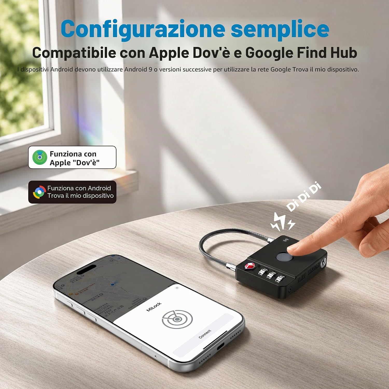Thumbnail 6 de MiLi Lucchetto intelligente per valigia con tracker: TSA certificato e integrazione Dov'è / Find My